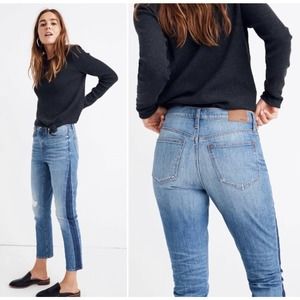 MADEWELL Two Tone High-Rise Slim Boy Jean Size 28